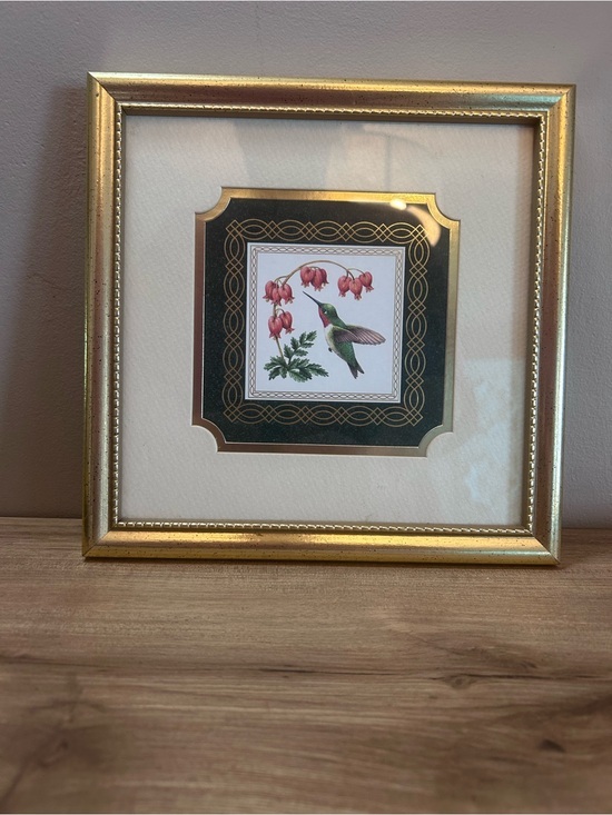 heartfelt collection Other - Gold Framed Hummingbird Botanical Wall Art - Gold